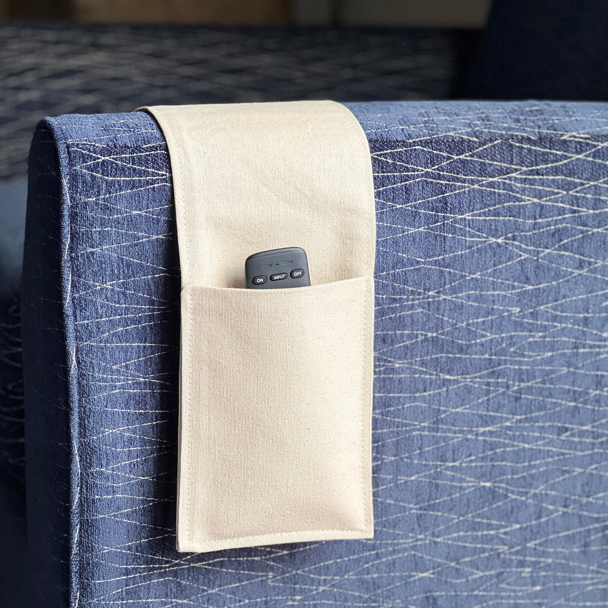 Remote Control Caddy for Armrest, personalized for dad or mom, cell phone Holder, couch caddy, living room organizer