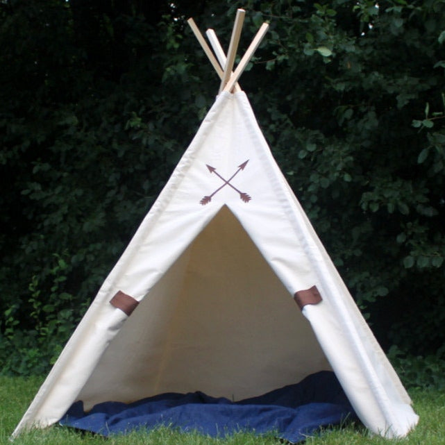 Five Sizes Canvas Teepee Tent with Friendship Arrows, Can Include Window, Kids Play Kids Teepee Tent