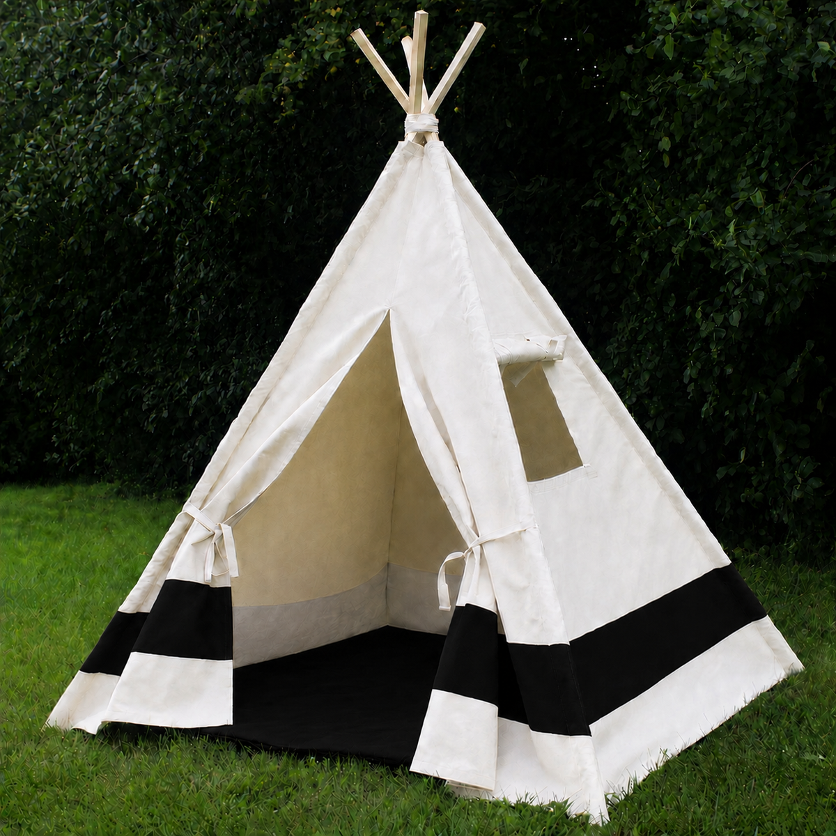 Color Block Canvas Kids Teepee with Window, Choose Your Color Stripe