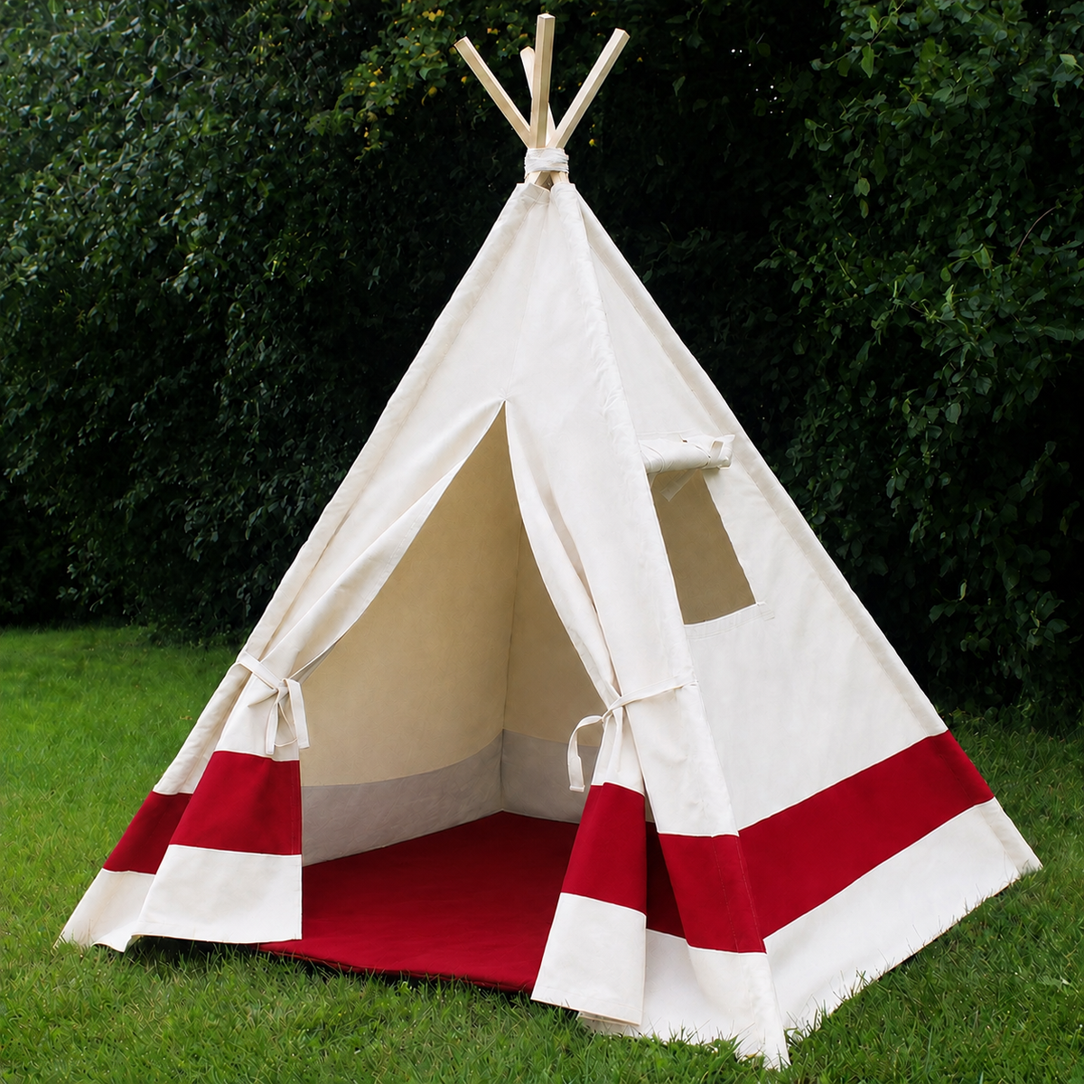 Color Block Canvas Kids Teepee with Window, Choose Your Color Stripe