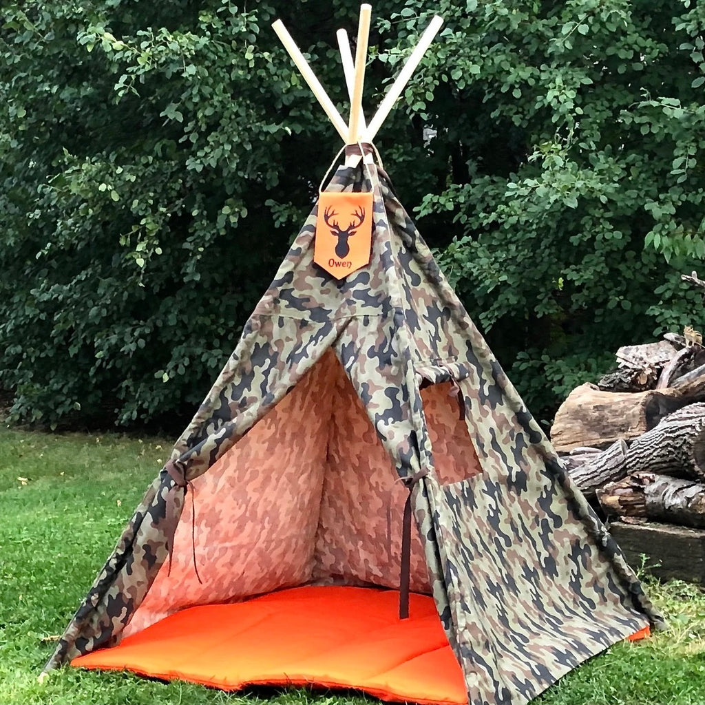 Camouflage Play Teepee Tent for Kids, Five Sizes With Window