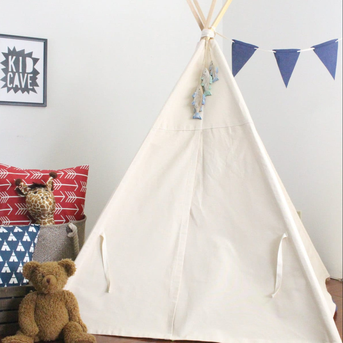 Kids Teepee, Play Tent with Overlapping Doors, Secret Hiding Place, Five Sizes Available, with Window