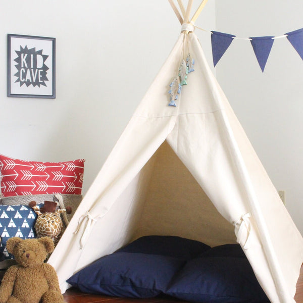 Kids Teepee, Play Tent with Overlapping Doors, Secret Hiding Place, Five Sizes Available, with Window