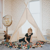 kids natural canvas teepee with a window