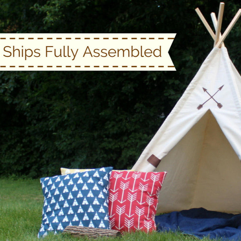 Five Sizes Canvas Teepee Tent with Friendship Arrows, Can Include Window, Kids Play Kids Teepee Tent