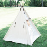 Kids Canvas Teepee Play Tent with Roll Up Door and Window, Two Great Sizes, With Blue Arrows or Natural Mat