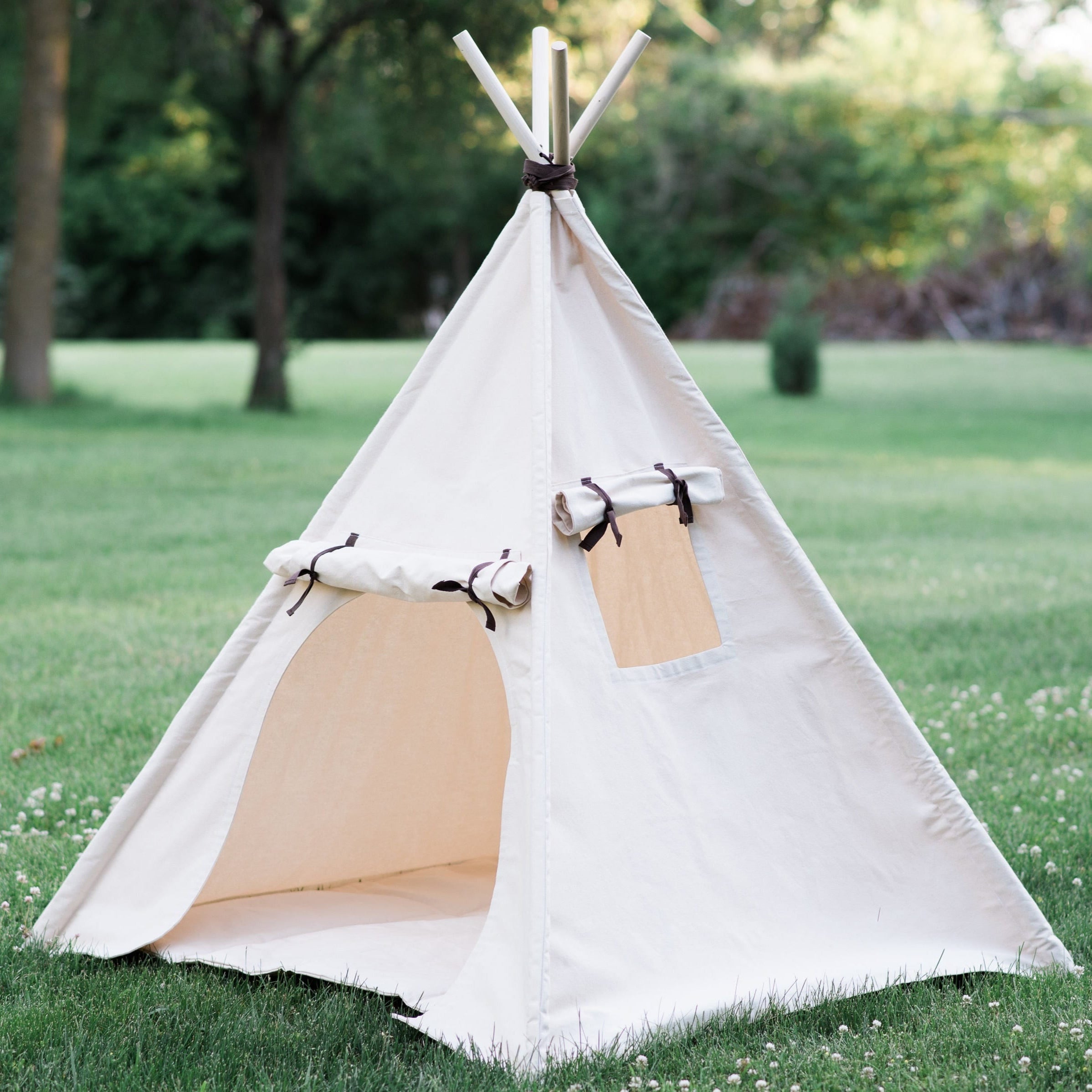 Kids Canvas Teepee Play Tent with Roll Up Door and Window – The Playhouse Kid