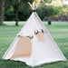 Kids Canvas Teepee Play Tent with Roll Up Door and Window, Two Great Sizes, With Blue Arrows or Natural Mat