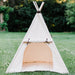 Kids Canvas Teepee Play Tent with Roll Up Door and Window, Two Great Sizes, With Blue Arrows or Natural Mat