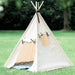 Kids Canvas Teepee Play Tent with Roll Up Door and Window, Two Great Sizes, With Blue Arrows or Natural Mat