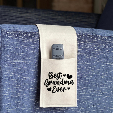 Remote Control Caddy for Armrest, Best Grandma Ever, 2 pockets, cell phone Holder, couch caddy, living room organizer