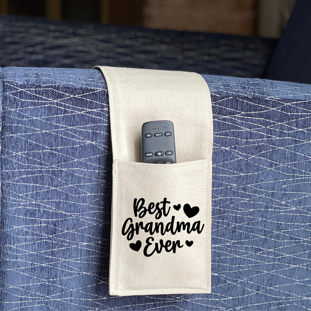 Remote Control Caddy for Armrest, Best Grandma Ever, 2 pockets, cell phone Holder, couch caddy, living room organizer