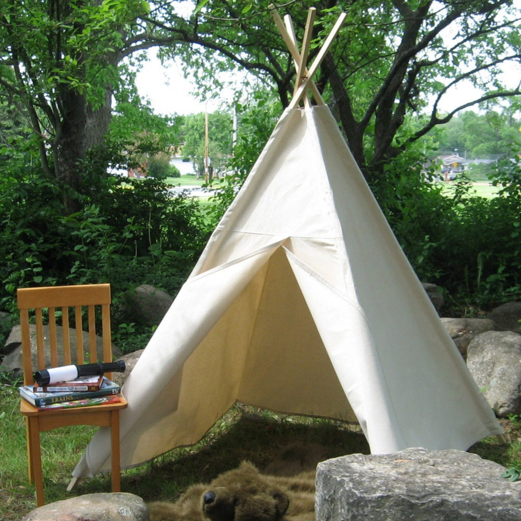 Teepee Natural Canvas Kids Tent, FIVE Sizes Available, Can Include a Window