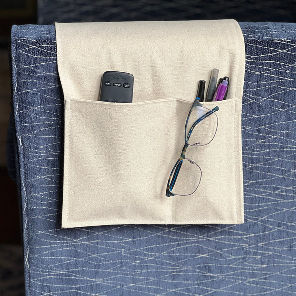 Large 2 Pocket Caddy for Armrest, 7 Colors Available, hold your glasses, cell phone, couch caddy, living room organizer