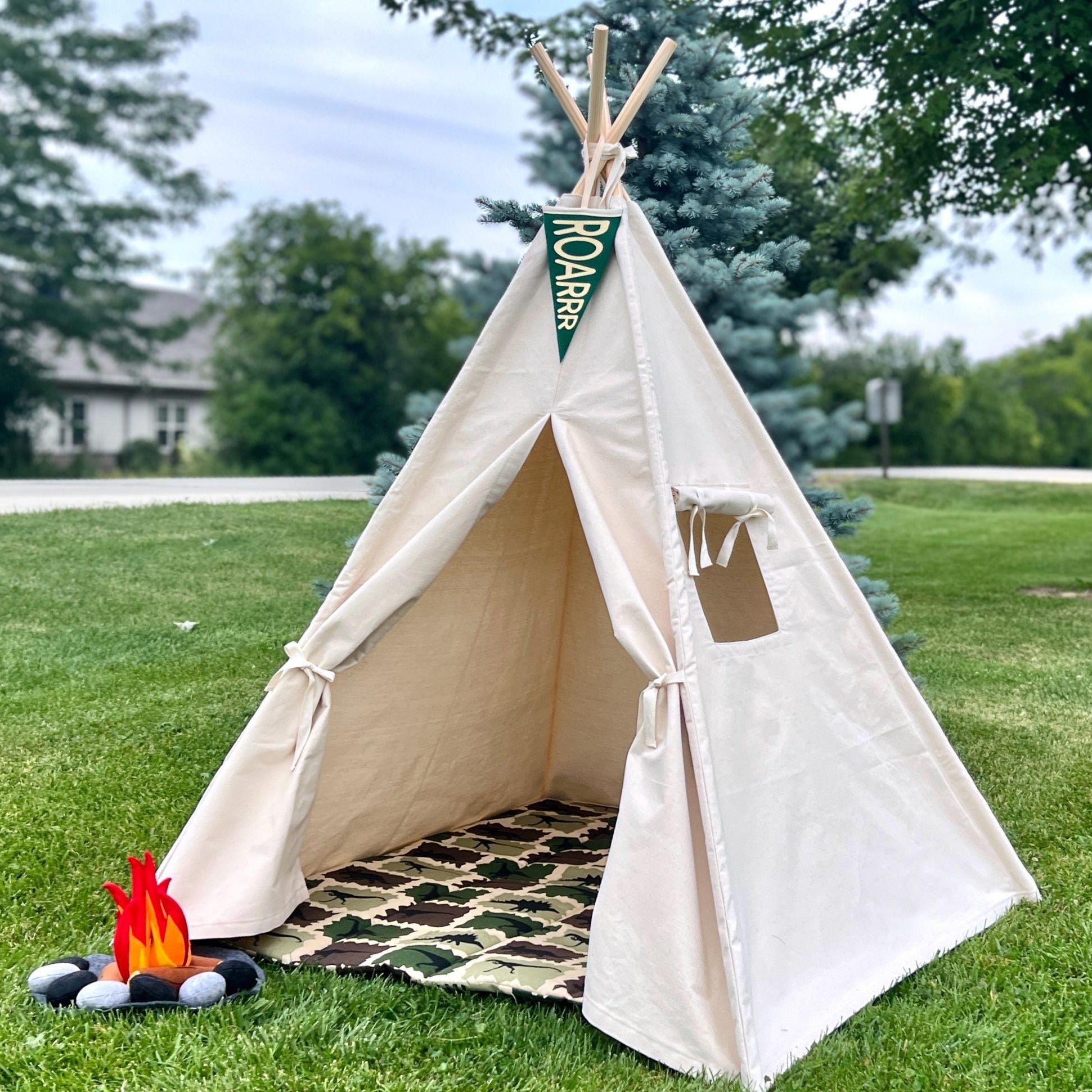 dinosaur camping tents Kids Canvas Teepee Tent, Dinosaur Teepee – The Playhouse Kid
