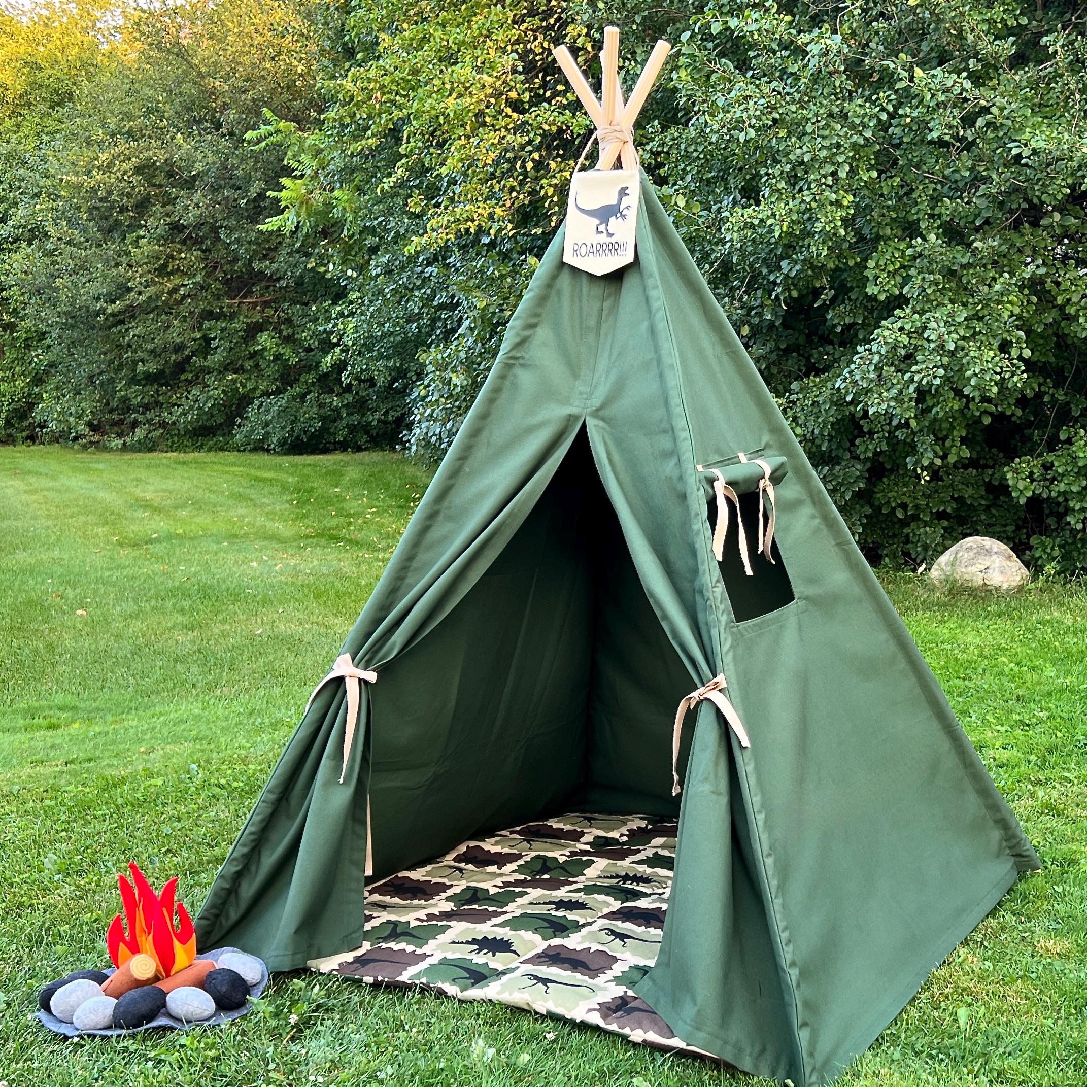 dinosaurier tent Dark Green Teepee Tent, Dinosaur Teepee – The Playhouse Kid