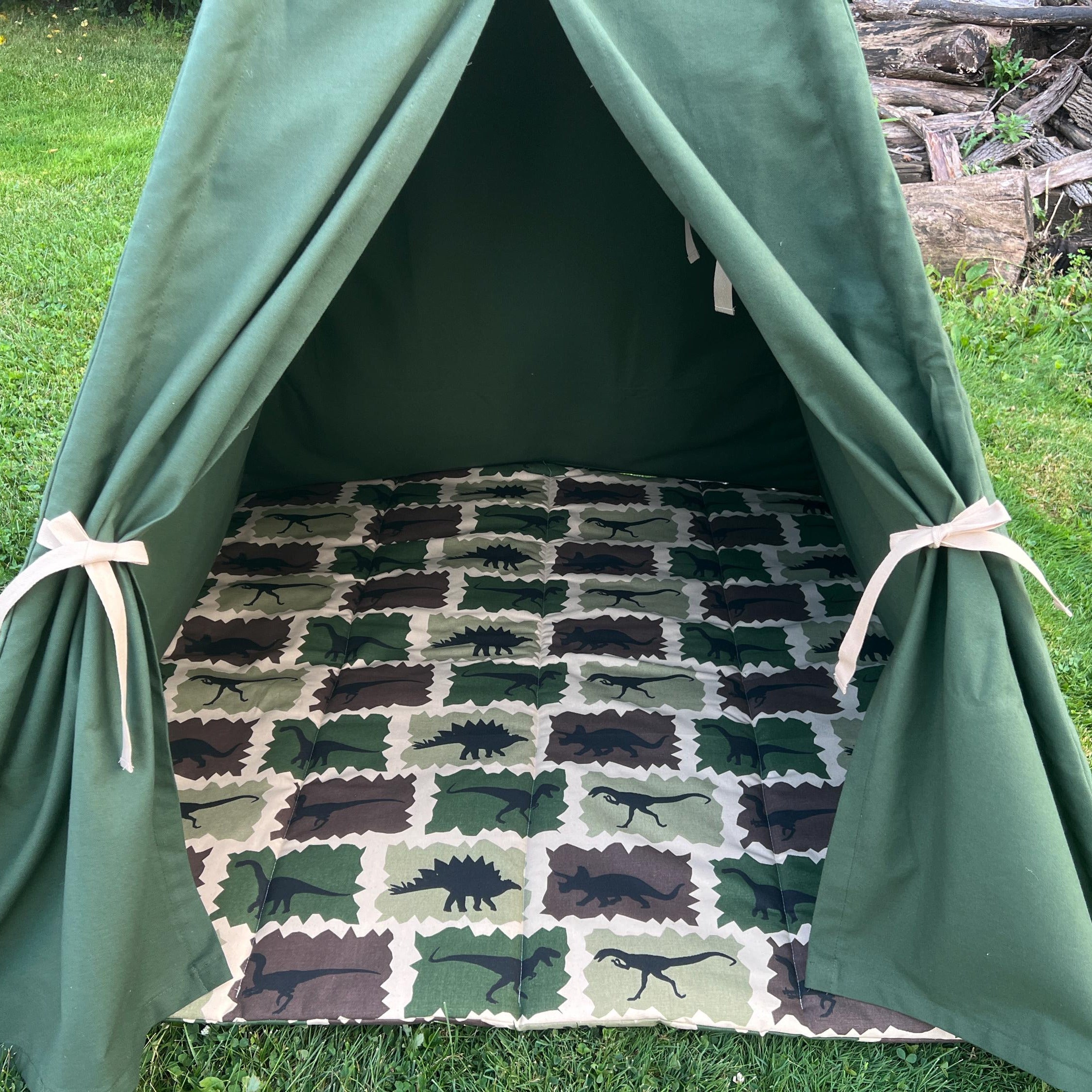 dino head tent Dark Green Teepee Tent, Dinosaur Teepee – The Playhouse Kid