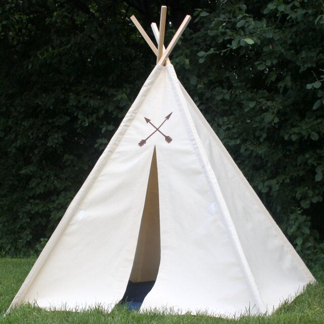 Five Sizes Canvas Teepee Tent with Friendship Arrows, Can Include Window, Kids Play Kids Teepee Tent