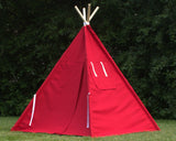 Canvas Kids Teepee Play Tent with Window, 14 Colors, 5 Sizes