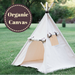 Organic Canvas Teepee, Play Tent with Unique Roll Up Door, Kids Tepee with Window, Two Sizes
