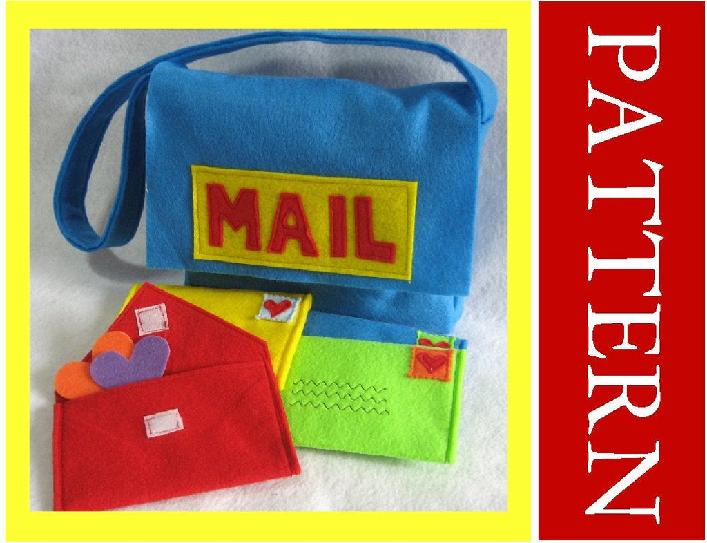 Sewing Pattern, Mail Bag with Working Envelopes, Valentine Mail Set, Includes Alphabet Set for Personalization