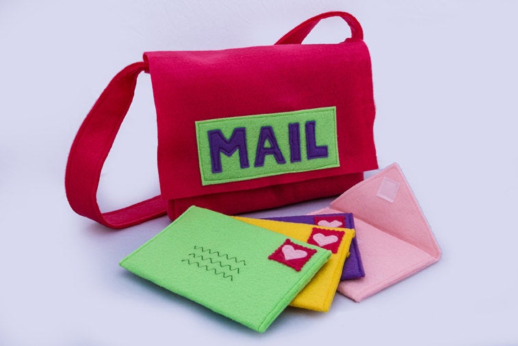 Mail Bag with Working Envelopes, Pretend Play Mail Set