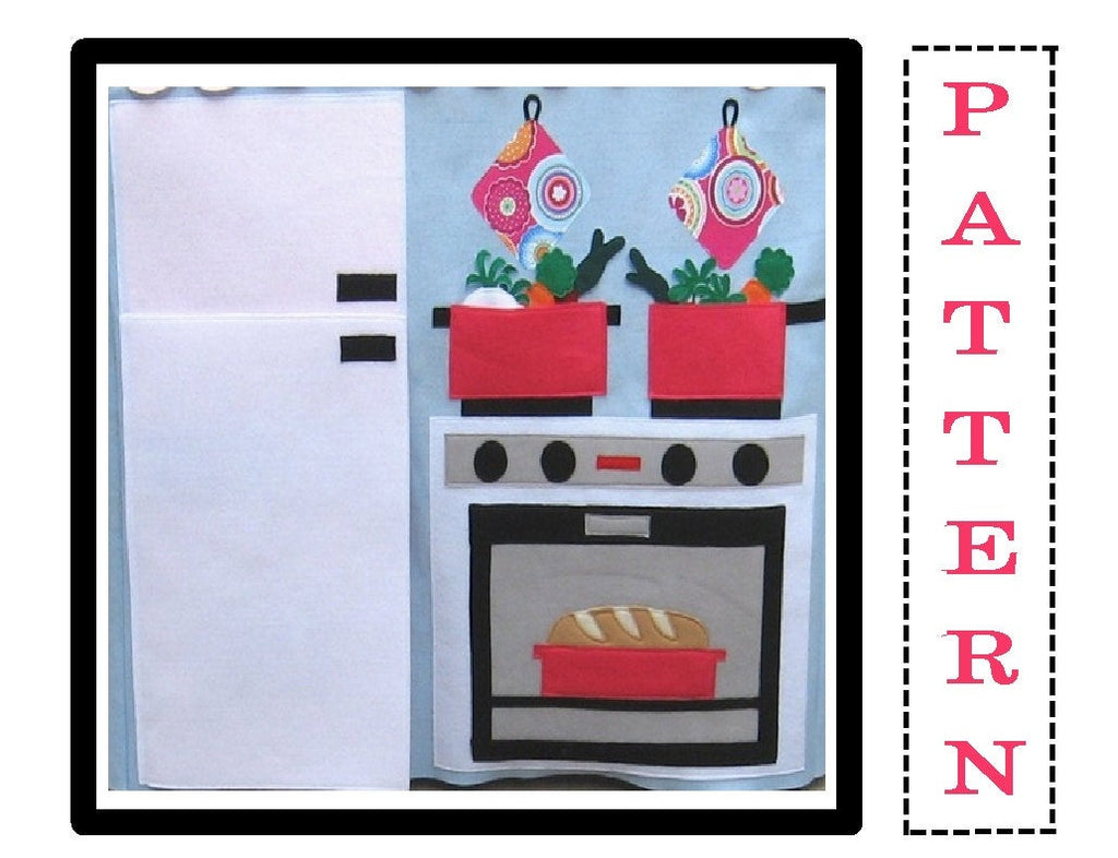 Play Kitchen Playhouse Wall or WALL HANGING, Sewing Pattern PDF, Instant Download After Purchase