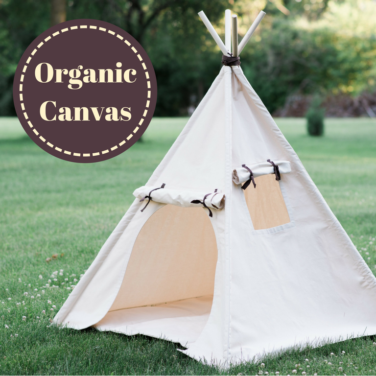 Organic Canvas Teepee, Play Tent with Unique Roll Up Door, Kids Tepee – The Playhouse Kid